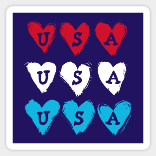 USA Hearts - patriotic USA heart American design for July 4th / Memorial Day Sticker